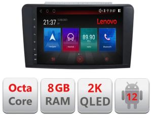 Navigatie dedicata Lenovo Mercedes ML GL M-213 Octacore, 8 Gb RAM, 128 Gb Hdd, 4G, Qled 2K, DSP, Carplay AA, 360,Bluetooth