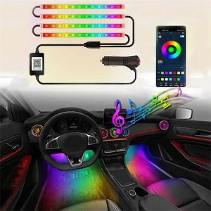 Kit 4 Lumini Ambientale Symphony, Dinamice, RGB cu telecomanda, 12V, 12 LED, 22 cm