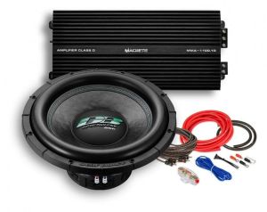 PACHET SUBWOOFER AUTO DEAF BONCE DB SA 255 D2 + AMPLIFICATOR MACHETE MMA-1100.1D + KIT DE CABLURI COMPLET