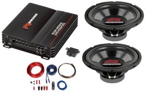 Pachet Bass Renegade 2 x Subwoofer RXW104 + Amplificator RXA1200D + Kit Cabluri Autotek AWK20