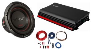 Pachet Bass Vibe Audio Subwoofer SLICK12D2-V0 + Amplificator PowerBox POWERBOX250.2-V0 + Kit Cabluri Autotek AWK20