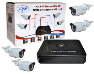 PNI House IPMAX - NVR IP ONVIF si 4 camere HD cu IP 720P 1 Megapixel