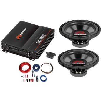 Pachet Bass Renegade 2 x Subwoofer RXW104 + Amplificator RXA1200D + Kit Cabluri Autotek AWK20