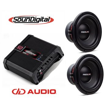 Pachet Bass Redline DD Audio 2 X Subwoofer RL-PSW10 D4 + Amplificator RL-LA600.1