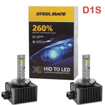 Set 2 Becuri Faruri Conversie Hid-Led, Steelmate LED D1S Led, Plug & Play, 6000k