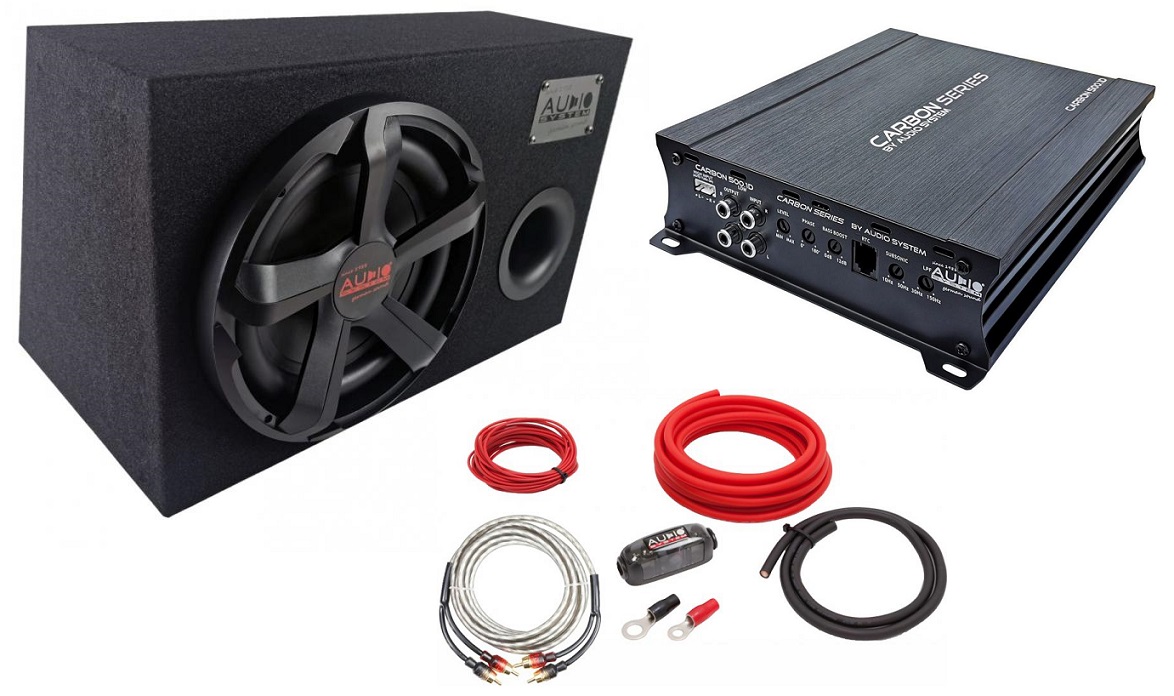 Pachet Auto Bass Carbon Audio System Ampificator + Subwoofer + Kit Cabluri Alimentare